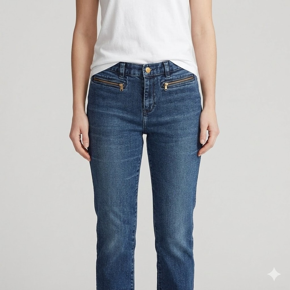 Lauren Jeans Co. Ralph Lauren Women's Zip Pocket Stretch Skinny Jeans 6 Blue EUC